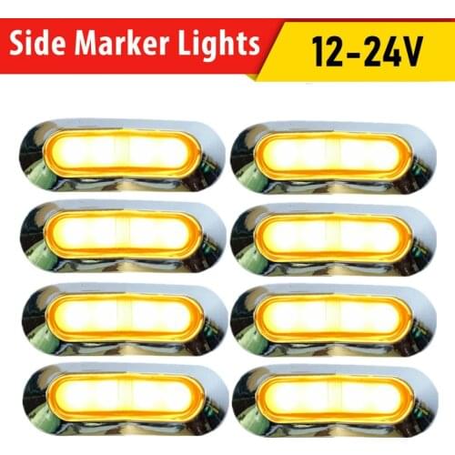 10PCS LED 24v Side Light Trailer Truck Marker Lights Clearance Lamp 12V/24V Side Marker Lights 3 LED Lights For Trucks