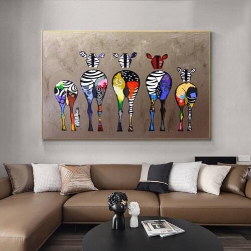 Abstract Zebra On The Wall Oil Painting on Canvas Posters and Prints Cuadros Wall Art Pictures For Living Room