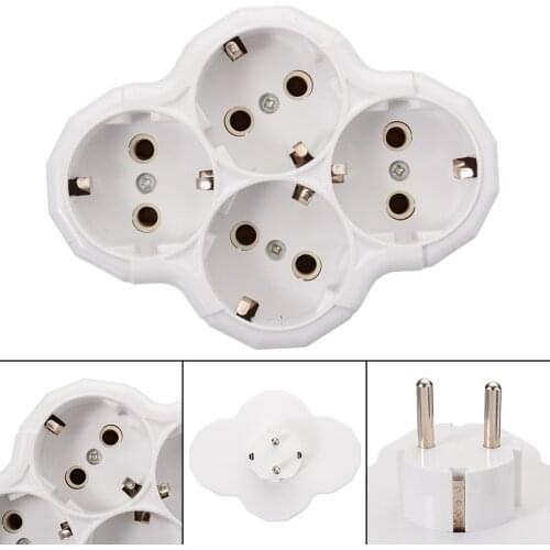White EU European Type Conversion Plug 1 TO 4 Way German Standard Power Adapter Socket 16A Travel Plugs AC 110-250V