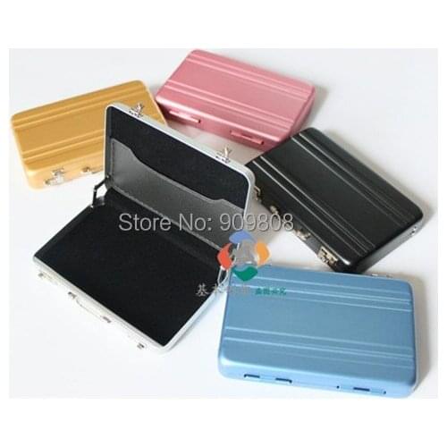 Free shipping 100pcs/lot Password Aluminium Mini Briefcase Business Card Case 100pcs