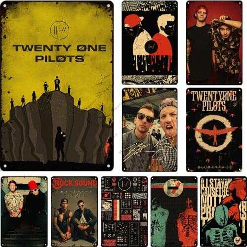 Twenty One Pilots Vintage Metal Poster Nostalgic Old Poster Rusty Metal Tin Sign Singer Band Metal Signs Home Bar Wall plate