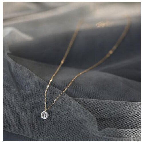 Simple 6mm 1pc 100% real 925 Sterling Silver Fine Jewelry Solitaire Round 6MM Clear CZ Stone Pendant Necklace choker GTLX1612