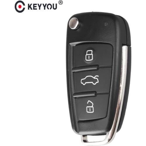 KEYYOU Replacement 3 Buttons Flip Car Key Fob Case Shell For Audi A2 A3 A4 A6 A6L A8 TT New Folding Remote Uncut Key Blade Case
