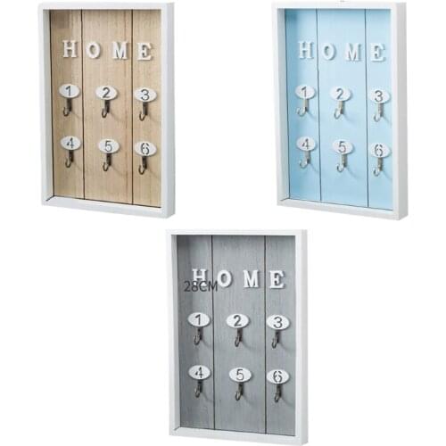 Wooden Key Hook Wall Mounted 6 Hooks Rack Key Organizer Hanger Home Key Holder
