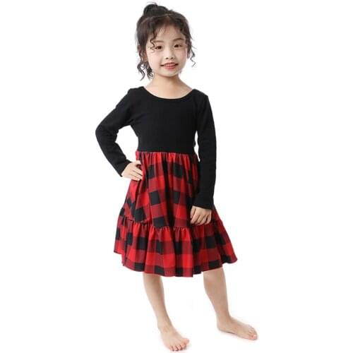 Kaiya Angel 0-10Y Kids Dresses for Girls Black and Plaid Patchwork Toddler Backless Clothes 2019 Princess Party Wedding Dress