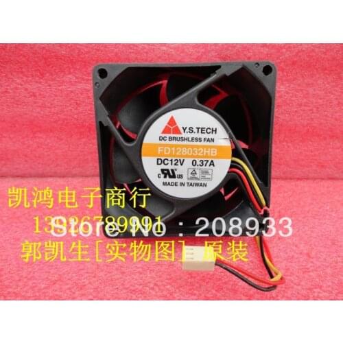 For YSTECH FD128032HB 12V 0.37A 8032 8CM dual three-lane ball bearing +cooling fan