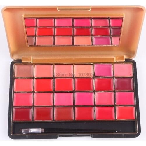 By ems or dhl 100pcs Lip Gloss Palette Makeup Lipstick Palette Make up Pallete With Double Lip Liner with Lip Brush