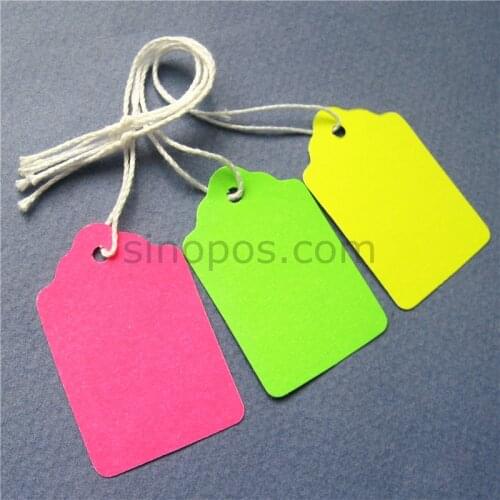 Pre-strung Blank Price Tags rainbow asst., Packaging Label Gift hang tag, Merchandise Tags in Colors, string paper tag strung