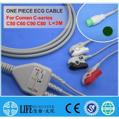 ECG CABLE with 3 leadwires clip for Comen C-series C50 C60 C90 C80 patient monitor