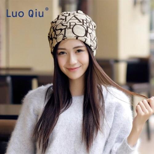 Korean Women Spring Autumn Winter Warm Cover Headgear Beanies Winter Scarf Knitted Hat Hip-hot Skullies Girls Gorros