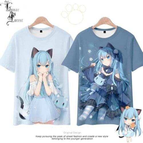 Nekoha shizuku 3D Printing T-shirt Summer Fashion Round Neck Short Sleeve Popular Streetwear Plus Size