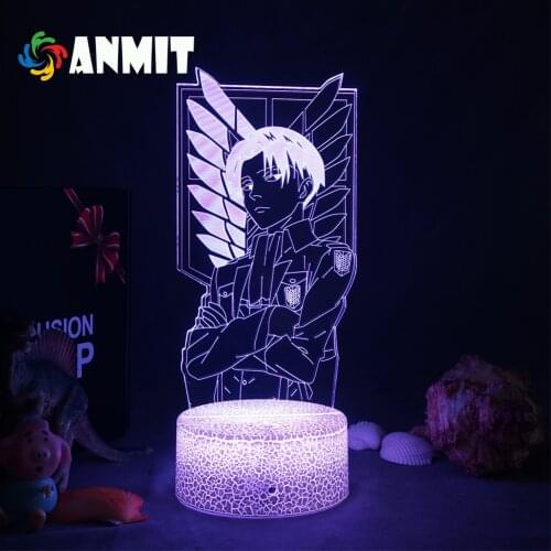 Night Light Anime Attack on Titan Captain Levi Ackerman Figure Acrylic Table Lamp for Home Room Decor Light Cool Kid Child Gift