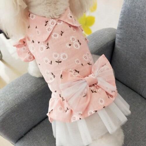 Dog Clothes Dogs Dress Sweety Princess Bowknot Plaid Dress For Small Medium Dogs Spring Summer Small Dog Lace Princess Clothing