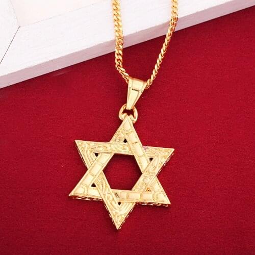 Hexagram Pendant Necklace Magen David Necklace Gold Color Jewelry Islam Arab Jewish Star