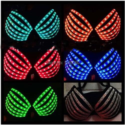 RGB LED Bra DJ Club Luminous underwear Led costume Party Dress Dancing Belly Dance Wear Fancy Party Dress