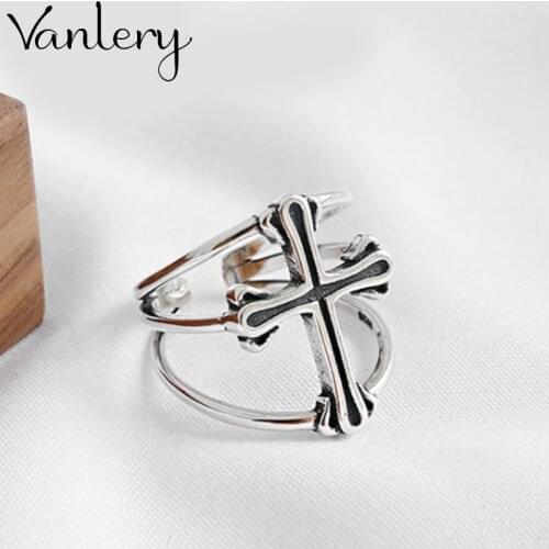 Romantic Charming Open Cross Ring for Women Vintage Boho Party Rings Gothic Punk Jewelry Gifts for Girls