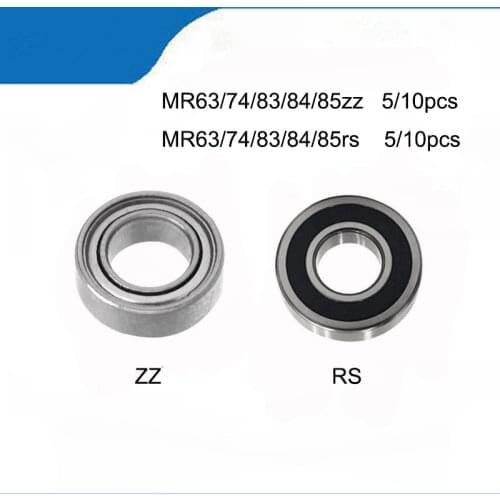 5/10pcs MR Series Miniature Model Bearing MR63rs zz MR74Z RS MR83RS ZZ MR84ZZ MR85zz rs Metal Shielded Ball Bearings