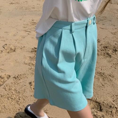 Limiguyue Fashion Summer High Waist Women Shorts Half-length womans bermudas shorts Pockets Button Staight Trousers Female K1496