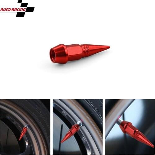 4Pcs Universal Aluminum Styling Tunning Car Tire Valve Stem Cap Spike Shaped Metal Dust Covers Lid for Bicycle Motorcycle