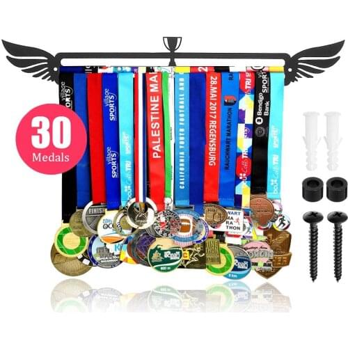 Inspirational Medal Hanger Holder Sports running gymnastics 30+ medals Display rack Wing Shape swim medal hanging Iron 40cm