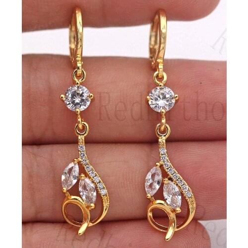 Luxury Drop Earrings for Women Gold Color Teardrop with Waterdrop White Zircon Fashion Jewelry Accessories Party Wedding Gift