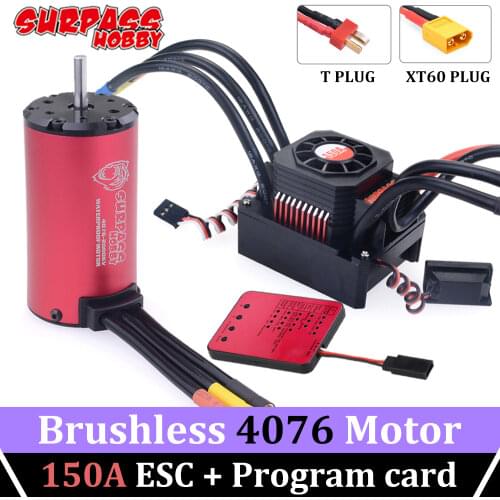 SURPASS HOBBY Combo 4076 Waterproof ESC Brushless Motor 150A ESC T/XT60 Plug Program Card for 1/8 RC Drift Car Tamiya Traxxas