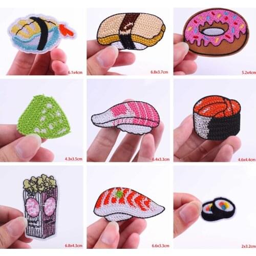 Pulaqi Japan Food Sushi Patches Clothes Stickers Embroidery Patches For Clothing Iron Sew On Patches Thermo Stickers On Clothes