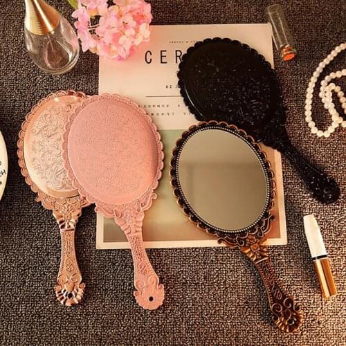 Vintage Carved Handheld Vanity Mirror Makeup Mirror Hand Mirror Handle SPA Salon Makeup Vanity Cosmetic Compact Mirror for Women