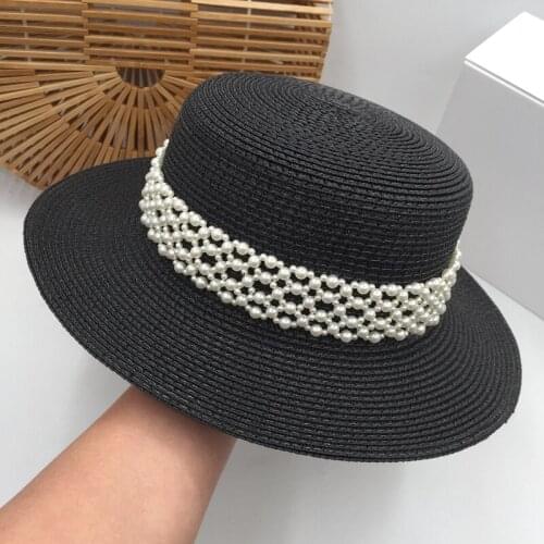 Female beach wide brim hat shading sun hat summer new small sweet wind flat grass socialite joker