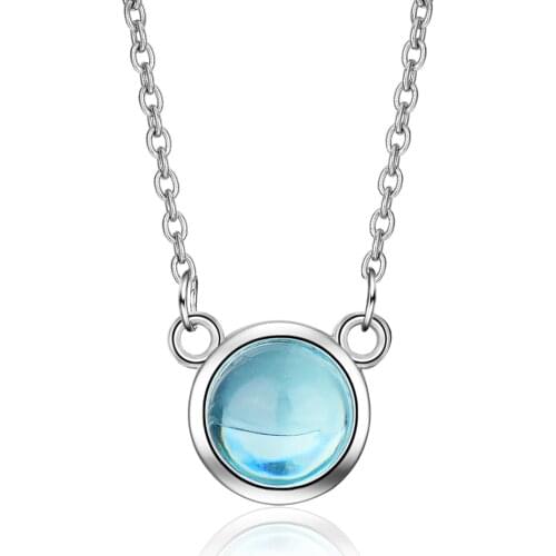 Korean Chokers Necklaces for Women Silver 925 Jewelry Blue Crystal Stone Necklaces Pendants Female Girl Party Accessories
