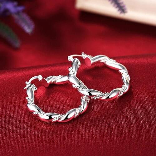 3.8cm Female Rope Style Creole Big Hoop Earrings for women silver plated Prata Brinco Fashion Jewelry Accessories gifts
