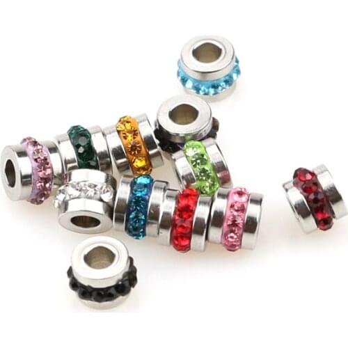 10pcs lot Hole 3mm Stainless Steel Bead Charms Zircon DIY Charm for Jewelry Making Accessories Supplies Bulk Items Wholesale