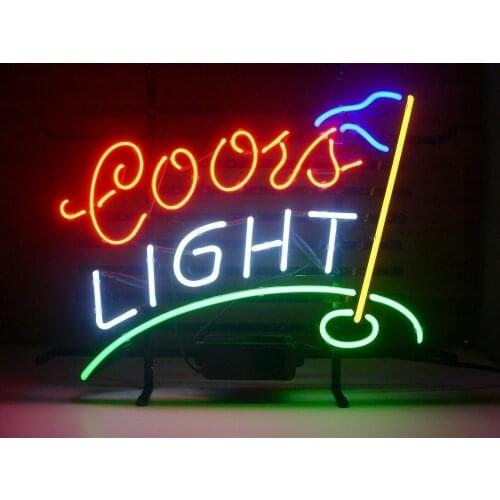 14“x10" Coors Light Golf Neon Light Lamp Sign Beer Bar Handmade Glass Decorate Home Wall Room Windows Tube Handmade Artwork