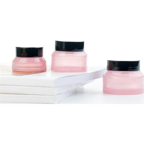 2020 New 15/30/ 50ML Empty Pink Glass Jar Containers Cosmetic Cream Lotion Powder Bottles Pots Travel Ointment Box