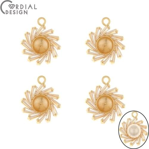 Cordial Design 10Pcs 17*24MM Jewelry Accessories/Hand Made/Pendant/Blank Tray/Genuine Gold Plating/CZ Charms/Earring Findings