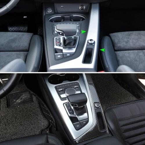 Car Carbon Fiber Center Gear Shift Control Panel Side Frame Cover Sticker Trim For Audi A4 B9 A4L 2017 2018