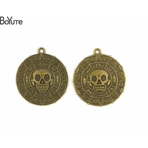 BoYuTe (20 Pieces/Lot) 40MM Antique Bronze Plated Metal Vintage Pirates of the Caribbean Skull Charms Pendant Jewelry Findings