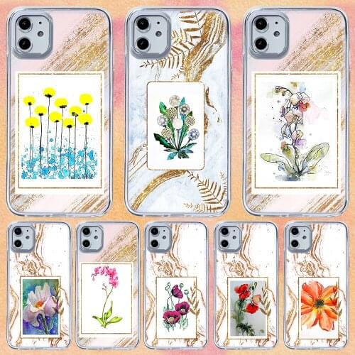Flower Hand Paint Gold Phone Cases For iPhone 12 6 Mini Pro XS Max X XR 11 8 Plus Luxur Soft TPU Airbag Cover 12Pro 11Pro 12Mini