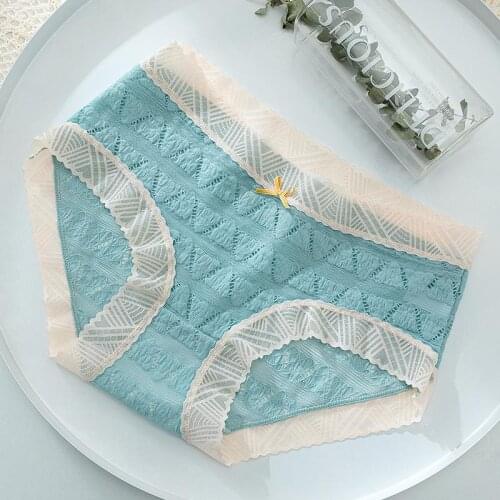 Cotton Panties Fashion Panty Briefs Lace Panties Women Underwear Lingerie Briefs Soft Seamless Female Ladies Floral Underpants