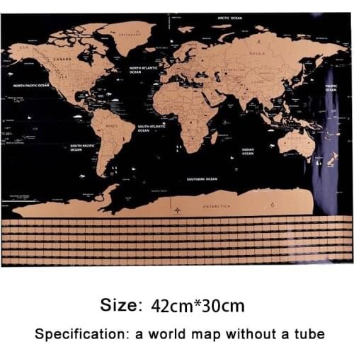 82.5X59.4cm Black World Travel Map Scratch Off Map Personalized Erase World Map Without Tube Creative Decoration Wall Stickers