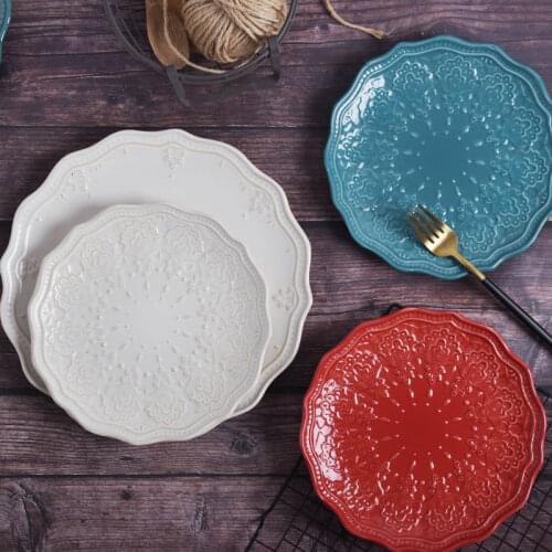 Ceramic Tableware Nordic Embossed Ceramic Plates Creative Dishes Western Dishes Steak Dishes Commercial Creative Tableware