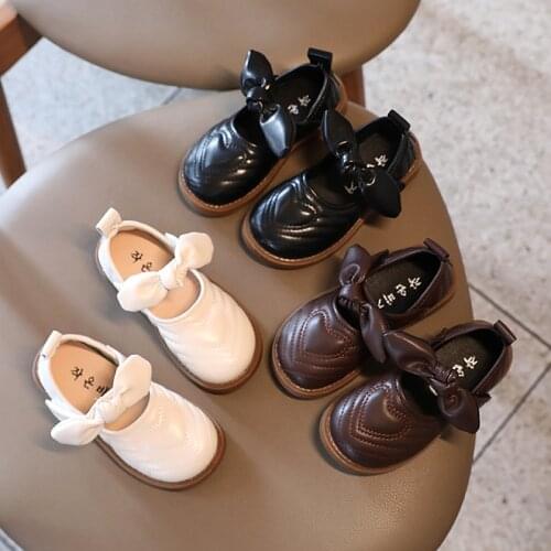Infants Girls Leather Shoes Princess Sweet Bow-knot Children Flats Kids Kindergarten Shoes Soft Comfortable Anti-slip Fashion