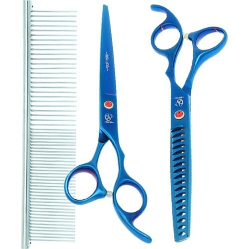 Meisha 7 inch Pet Grooming Scissors Professional Fishbone Thinning Shears Safety Cutting & Curved Tijeras Dog Accessories B0024A