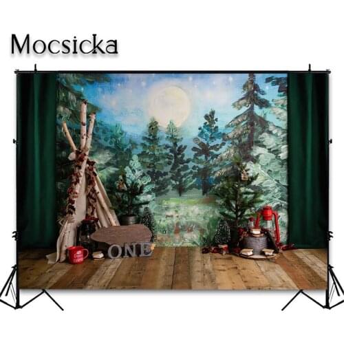 Mocsicka Adventure Backdrop for Boy Birthday Party Photoshoot Spring Jungle Safari Tent Background Photo Studio Props