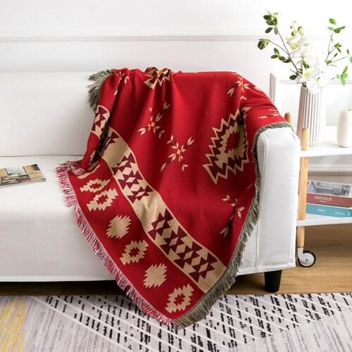 New 130*160cm Red Cotton Nordic Soft Fashion Thicken Throw Blanket Cover For Sofa Warm Bedspread Blankets For Bed