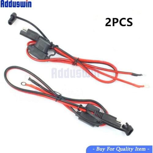 New! 2PCS Motorcycle Battery Charger Sae Charging Cable Sae Quick Disconnect Plug To 12V Ring Terminal Fuse
