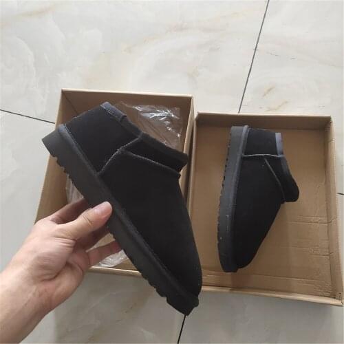 2021 Quality New Fashion Genuine Cowhide Leather Snow Boots Classic Mujer Botas Winter Shoes for Women ankle warm Lazy boots