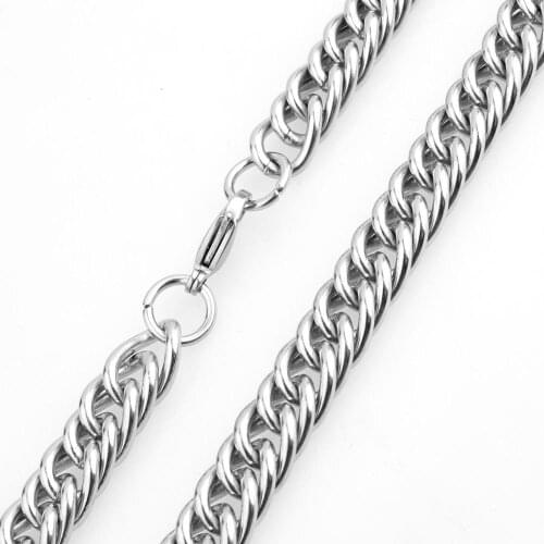 New Arrive 316L Stainless Steel Double Cuban Curb Link Chain Mens Womens Necklace/Bracelet Unisexs Jewelry 7-40'' Friend Gift