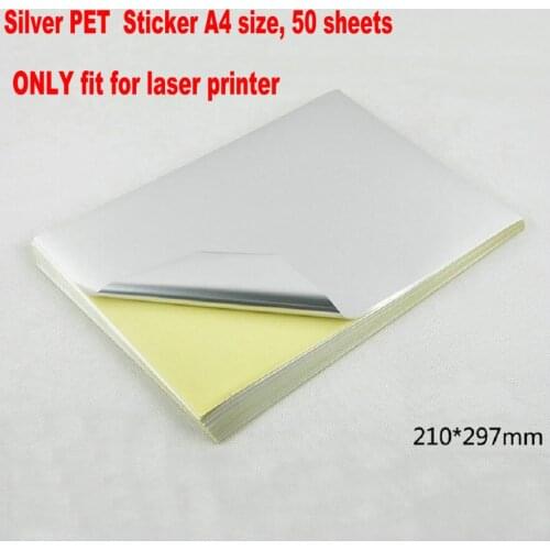 NEW 50 Sheets A4 Silver PET Label Sticker 297X210mm Only For Laser Printer