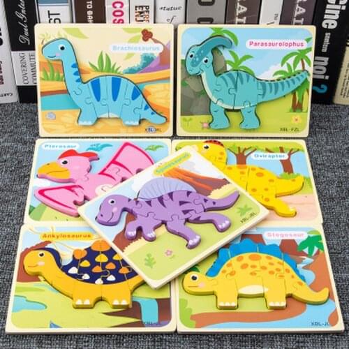 12 styles Wooden Puzzle Jigsaw Toys For Children Cartoon dinosaur Puzzles Intelligence Kids Early Educational Toys for children